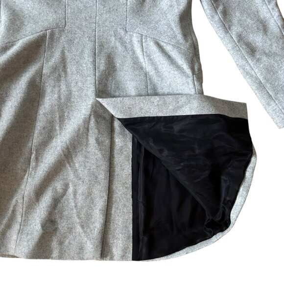 Zara Gray Wool Coat ASO Pippa Middleton L Full Zip Midi Stand Collar Grey Gray - Picture 8 of 11